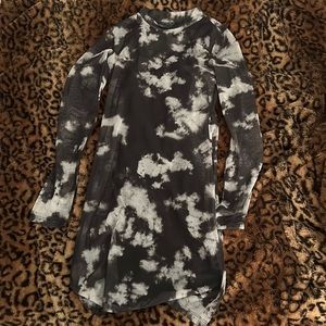 Long sleeve mesh high neck bodycon dress